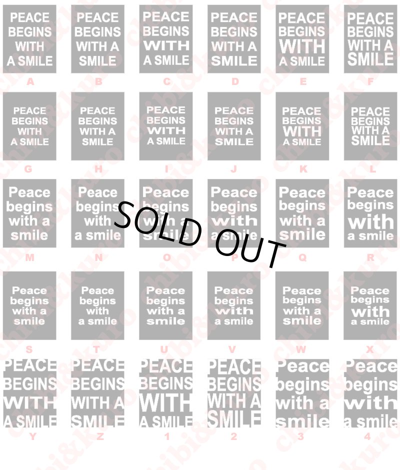 画像2: ★２枚以上がお得★文字ロゴタグ/Peace begins with a smile 平和は微笑みから始まります【枠あり・なし】 (2)