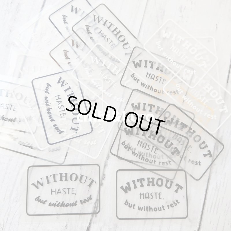 画像2: 【50%OFF】はがし済★Without haste, but without rest ロゴ枠ありアイロンシート・6x4cm (2)