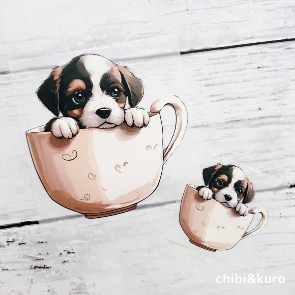 画像1: 【試作品60％OFF】オリジナルかっぷわんちゃんフルカラーシート　10ｃｍ・5ｃｍ (1)
