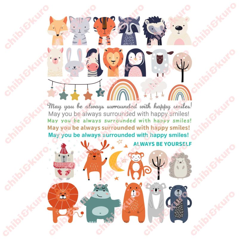 画像2: 北欧風あにまる&文字フルカラーシートセット (2)