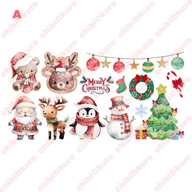 画像2: 【60％OFF】デザインが選べるクリスマスフルカラーシート【2サイズ・6種類】 (2)