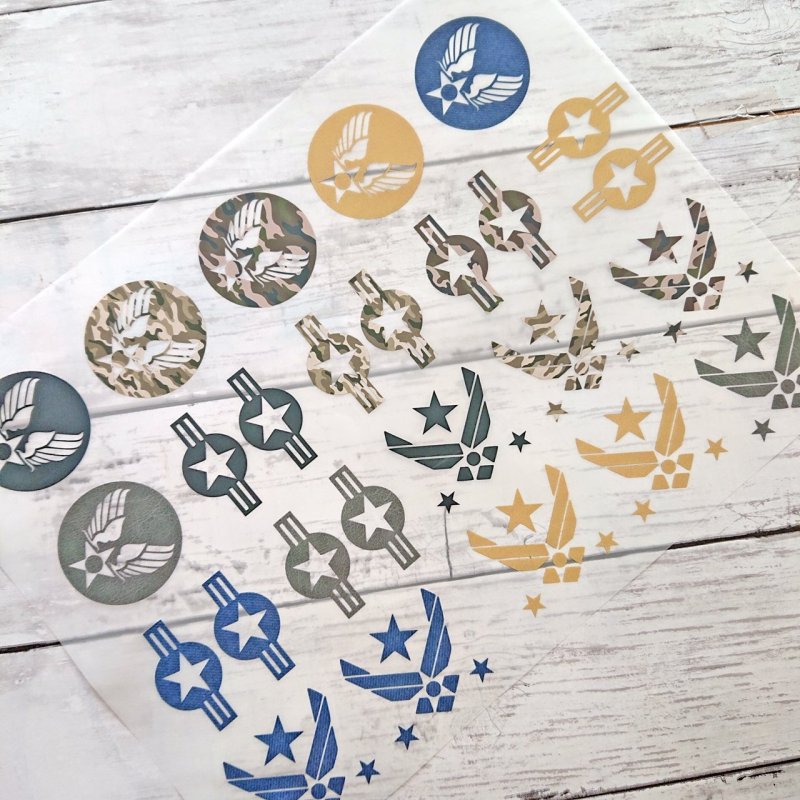 画像1: 【お試し販売・30％OFF】アーミーステッカー風フルカラー転写シート◆5cm幅・6枚セット (1)