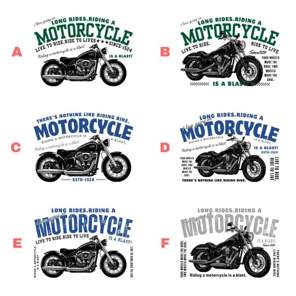 画像2: 選べる全18種類◆バイクset フルカラーアイロンシート【横長】｜バイク好きにおすすめ (2)