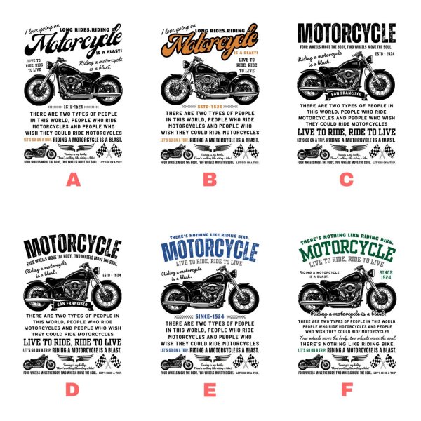 画像2: 選べる全18種類◆バイクset フルカラーアイロンシート【縦長】｜バイク・モーターサイクルデザイン (2)