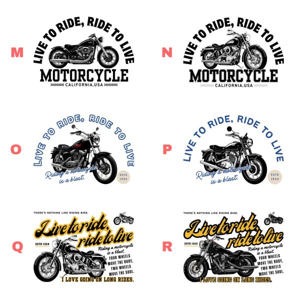 画像4: 選べる全18種類◆バイクset フルカラーアイロンシート【横長】｜バイク好きにおすすめ (4)