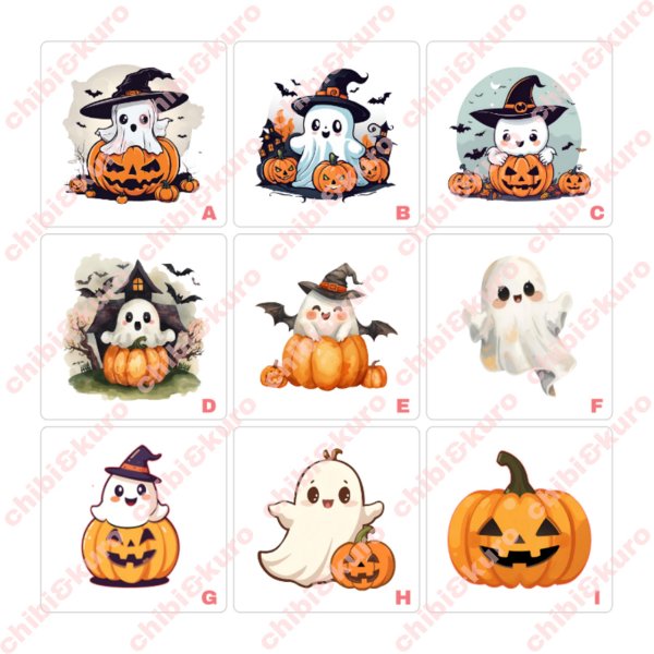 画像1: 【お試し販売10％OFF〜10/10）】プレゼント文字付◆ハロウィンフルカラーシート（全9種類） (1)