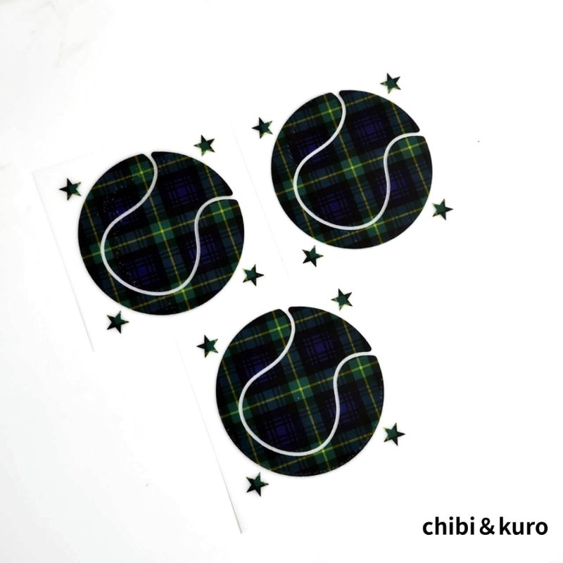 画像1: 【50％OFF】チェック柄テニスボールルカラー転写シート◆5ｃｍ (1)