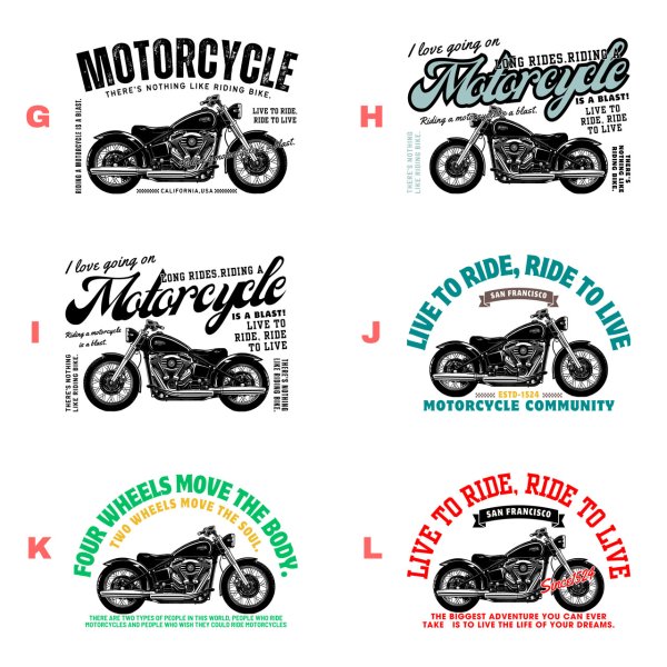 画像3: 選べる全18種類◆バイクset フルカラーアイロンシート【横長】｜バイク好きにおすすめ (3)