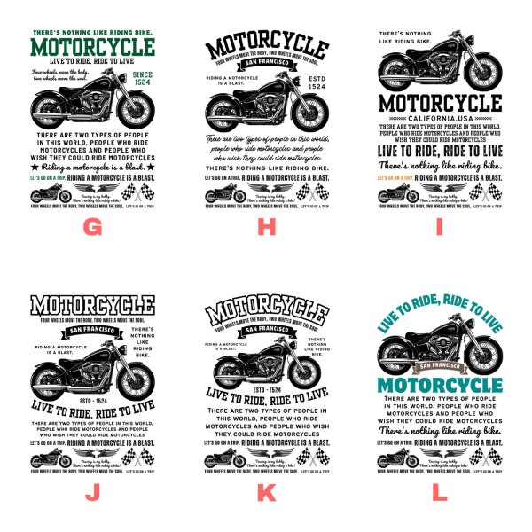 画像3: 選べる全18種類◆バイクset フルカラーアイロンシート【縦長】｜バイク・モーターサイクルデザイン (3)