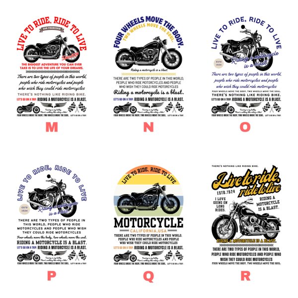 画像4: 選べる全18種類◆バイクset フルカラーアイロンシート【縦長】｜バイク・モーターサイクルデザイン (4)