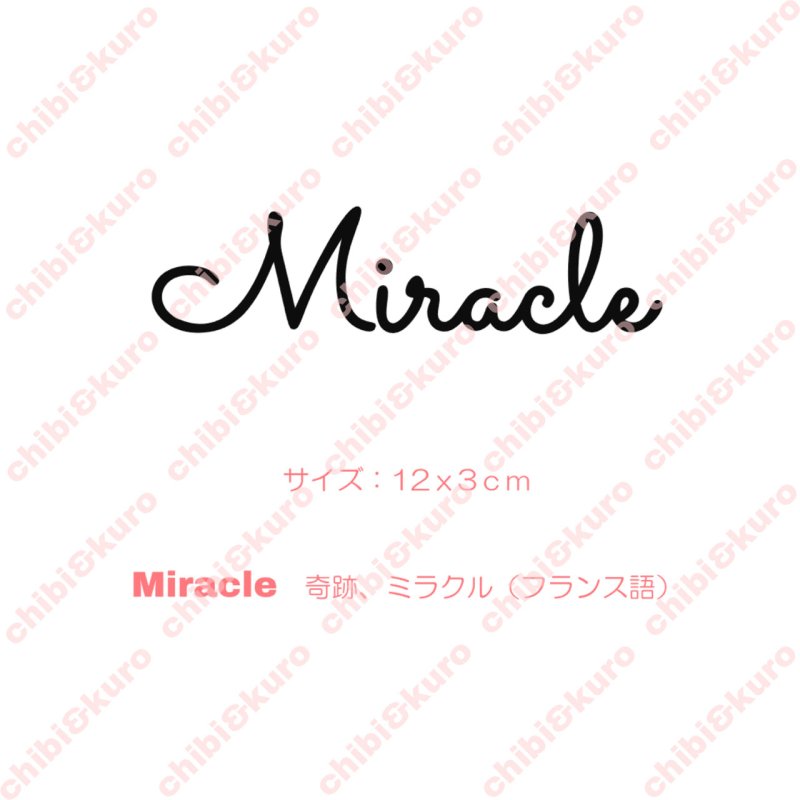画像1: 【50円SALE】はがし済み★Miracle「奇跡、ミラクル」文字シート　12ｘ3ｃｍ・ラバーブラック (1)