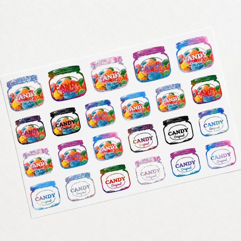 画像2: 1シート500円【B】◆期間限定販売〜5/31まで◆ミニキャンディボトルフルカラーシートセット【4cm幅ｘ18個＆5cm幅ｘ5個　23個set】 (2)