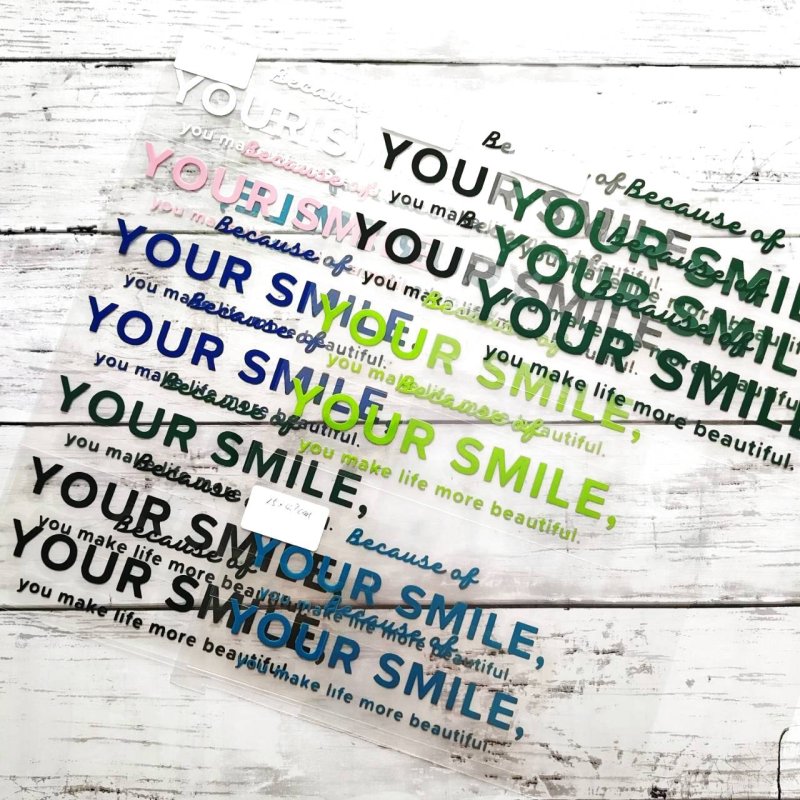 画像3: 【50%OFF】Because of your smile, you make life more beautiful. 「笑顔のおかげで、あなたの人生はより美しくなる」はがし済カッティングアイロンシート【D】 (3)