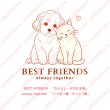 画像1: 新作お試し販売10％OFF〜8/17まで【名入れ・文字変更OK】仲良し犬猫 【B】フルカラー転写アイロンシート/BEST FRIENDS (1)