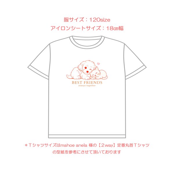 画像5: 【名入れ・文字変更OK】仲良し犬猫 【A】フルカラー転写アイロンシート/BEST FRIENDS (5)