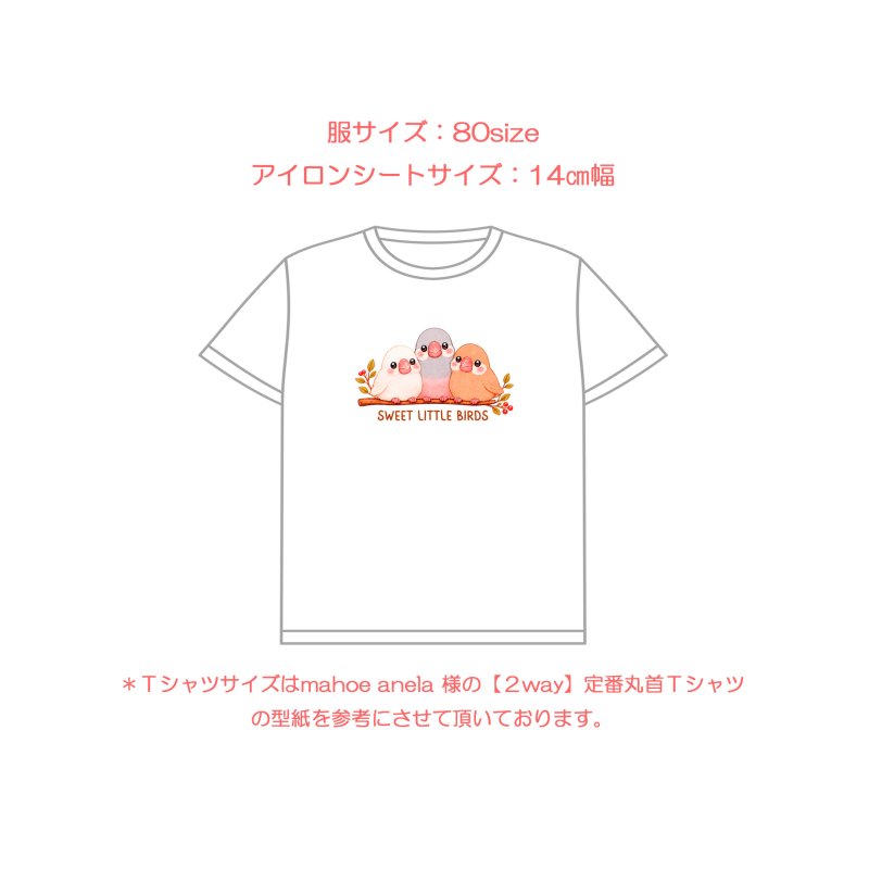 画像4: 新作お試し販売10％OFF〜8/17まで【名入れ・文字変更OK】文鳥３羽 フルカラー転写アイロンシート/かわいい小さな鳥たち (4)