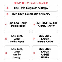 サイズ＆文字が選べる★ことわざアイロンシートorステンシル｜愛して　笑って　ハッピーな人生を！/Live, Love, Laugh and be Happy!