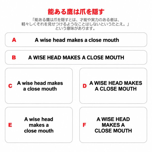 画像1: サイズ＆文字が選べる★ことわざアイロンシートorステンシル｜能ある鷹は爪を隠す/A wise head makes a close mouth (1)