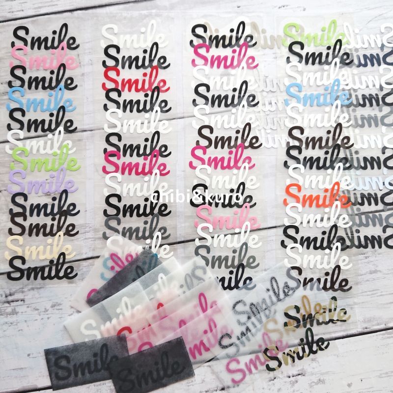 【50％off】はがし済み★Smile「ほほえむ，にっこり笑う」文字シート　2ｘ5ｃｍ
