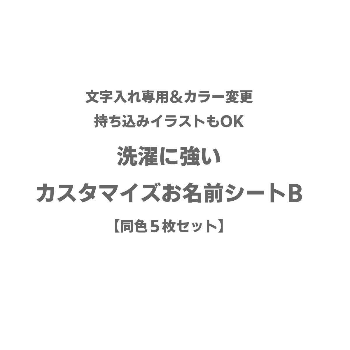 持ち込みイラストOK◆カラー変更＆名入れ専用◆カスタマイズお名前シートB◆５枚セット