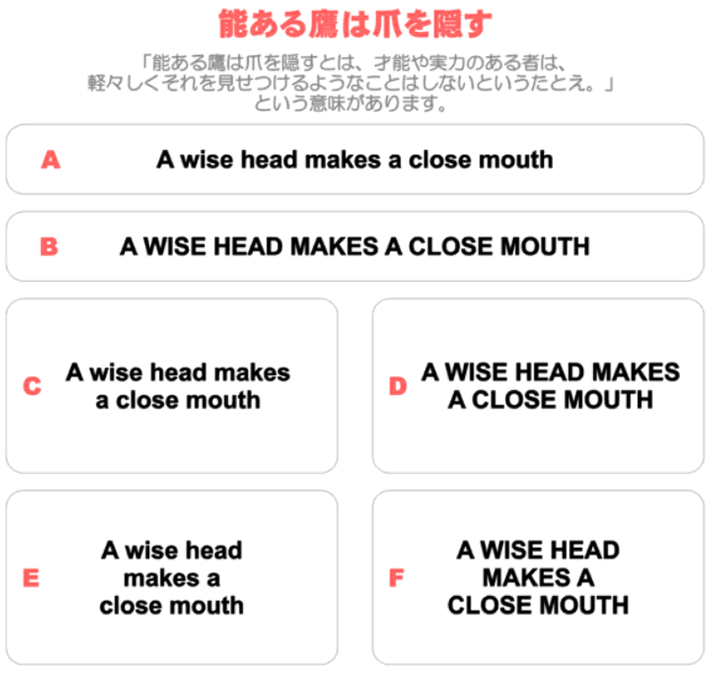 サイズ 文字が選べることわざアイロンシート 能ある鷹は爪を隠す A Wise Head Makes A Close Mouth